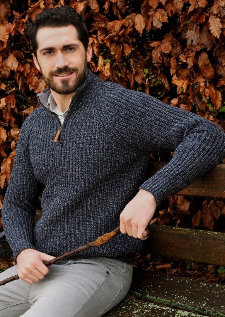 Spiddal Fisherman half Zip Wool Sweater