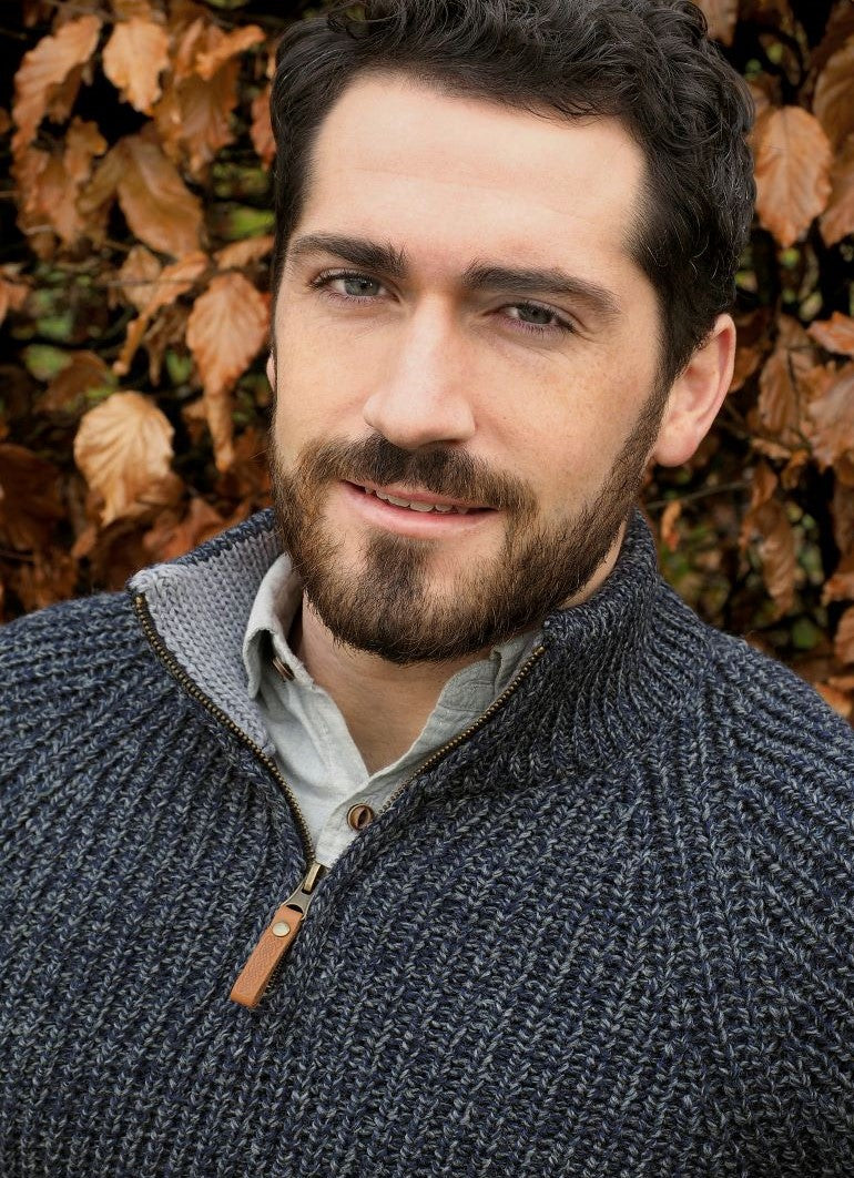 Spiddal Fisherman half Zip Wool Sweater