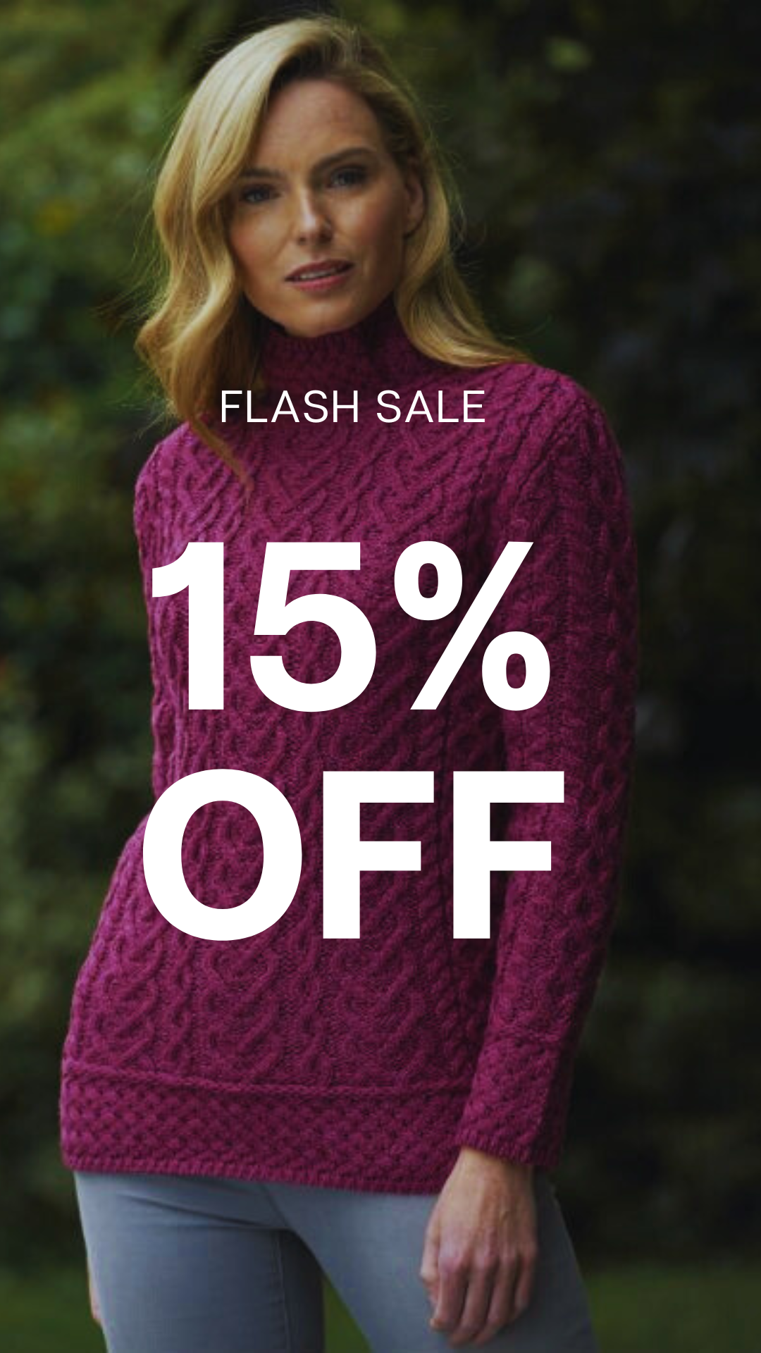 Natural Aran Cable Fisherman Knit Sweater in Super Soft Merino Wool.