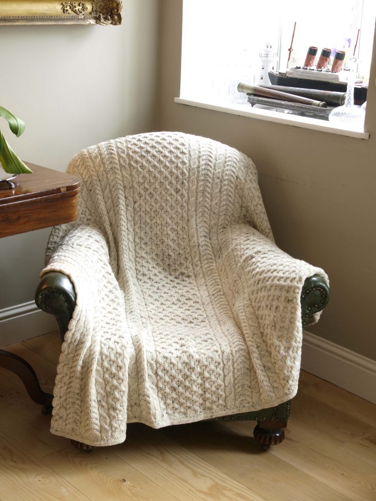 Honeycomb Wool Irish Aran Throw
