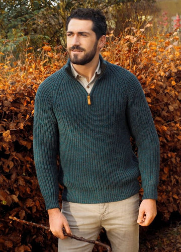 Spiddal Fisherman half Zip Wool Sweater