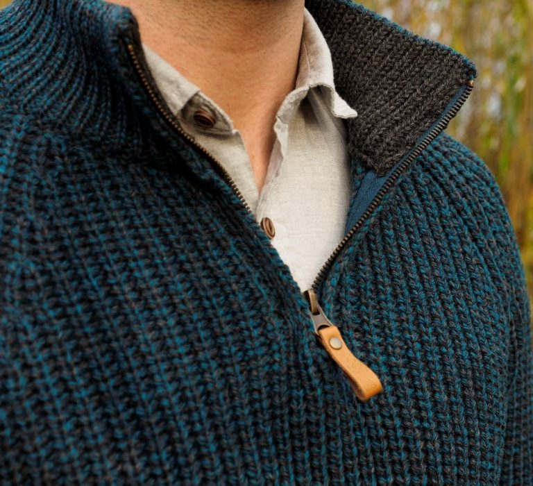 Spiddal Fisherman half Zip Wool Sweater
