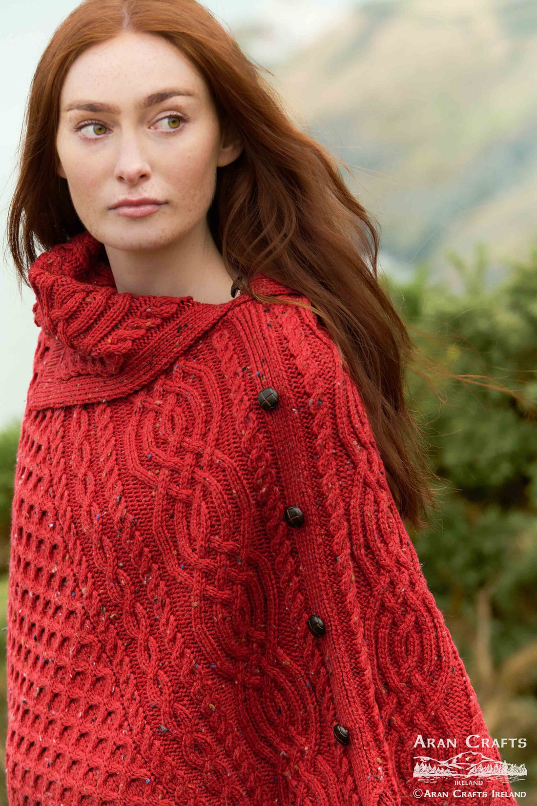 Connemara Cape in Super Soft Merino Wool Red