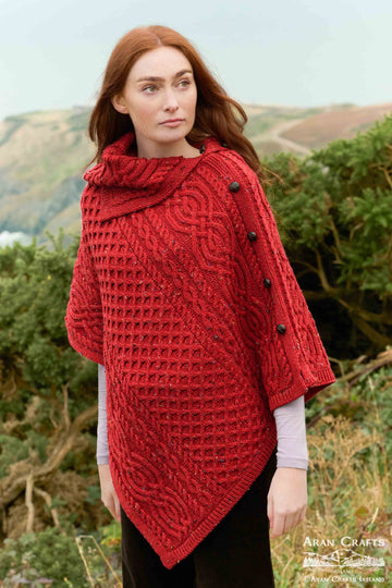 Connemara Cape in Super Soft Merino Wool Red