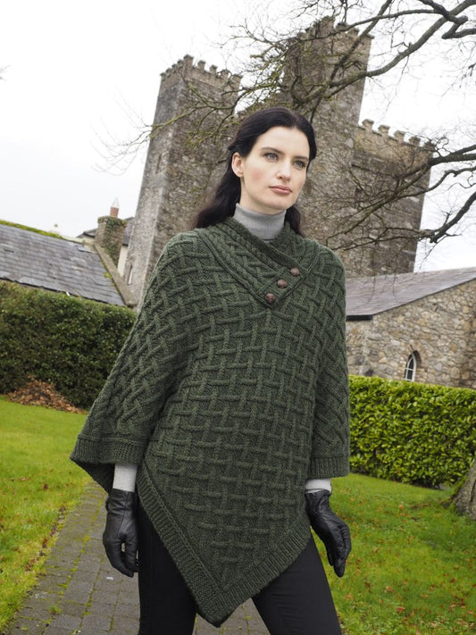 Green Connemara Cape in Super Soft Merino Wool