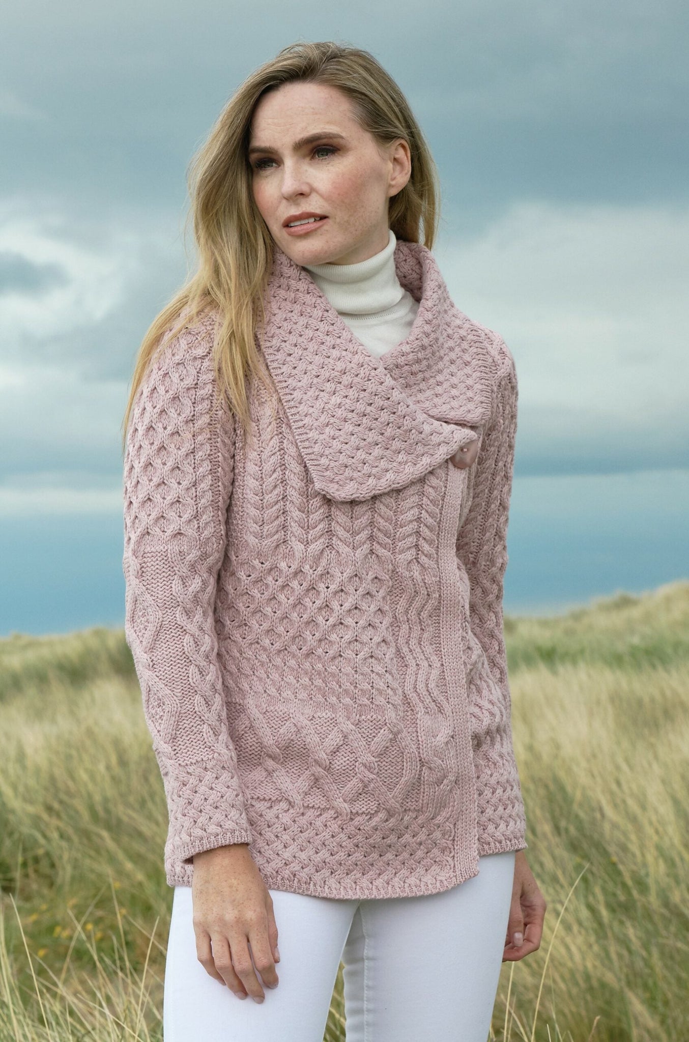 Aran Cardigan in 100% Super Soft Merino Wool