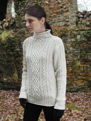 Kylemore Aran Funnel Neck sweater