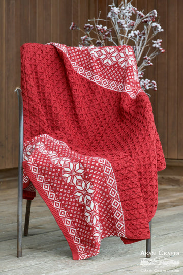 Red Aran Festive Blanket