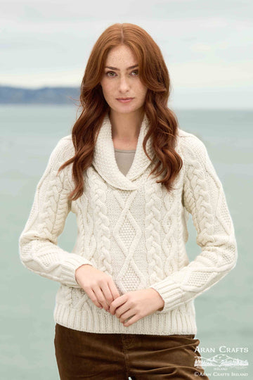 DERRYNANE SHAWL NECK SWEATER