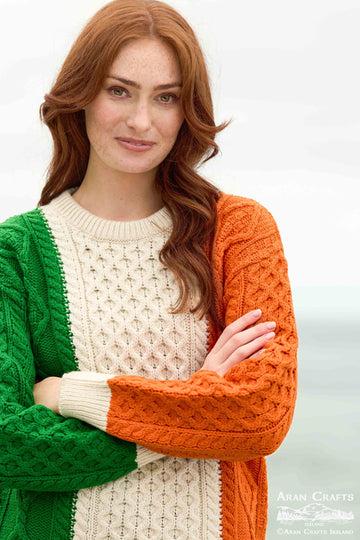 Unisex Irish Tricolor Aran Fisherman Knit
