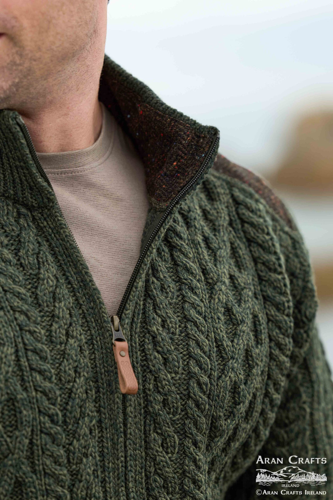 Fionn Zip Aran Cardigan