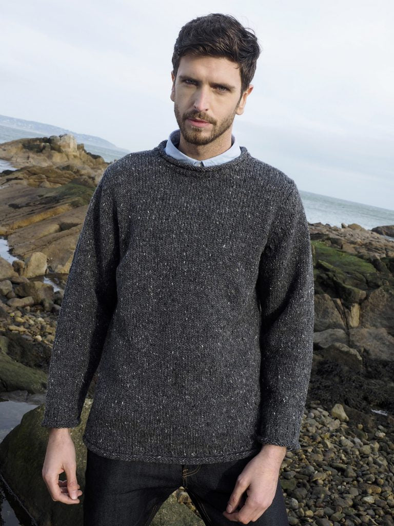Glenties Curl Neck Donegal Sweater