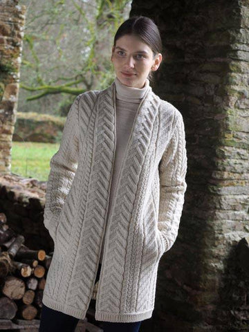 Aran Tree of Life Coat in 100% Soft Merino Wool