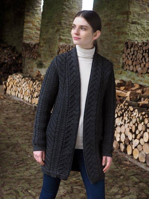 Aran Tree of Life Coat in 100% Soft Merino Wool