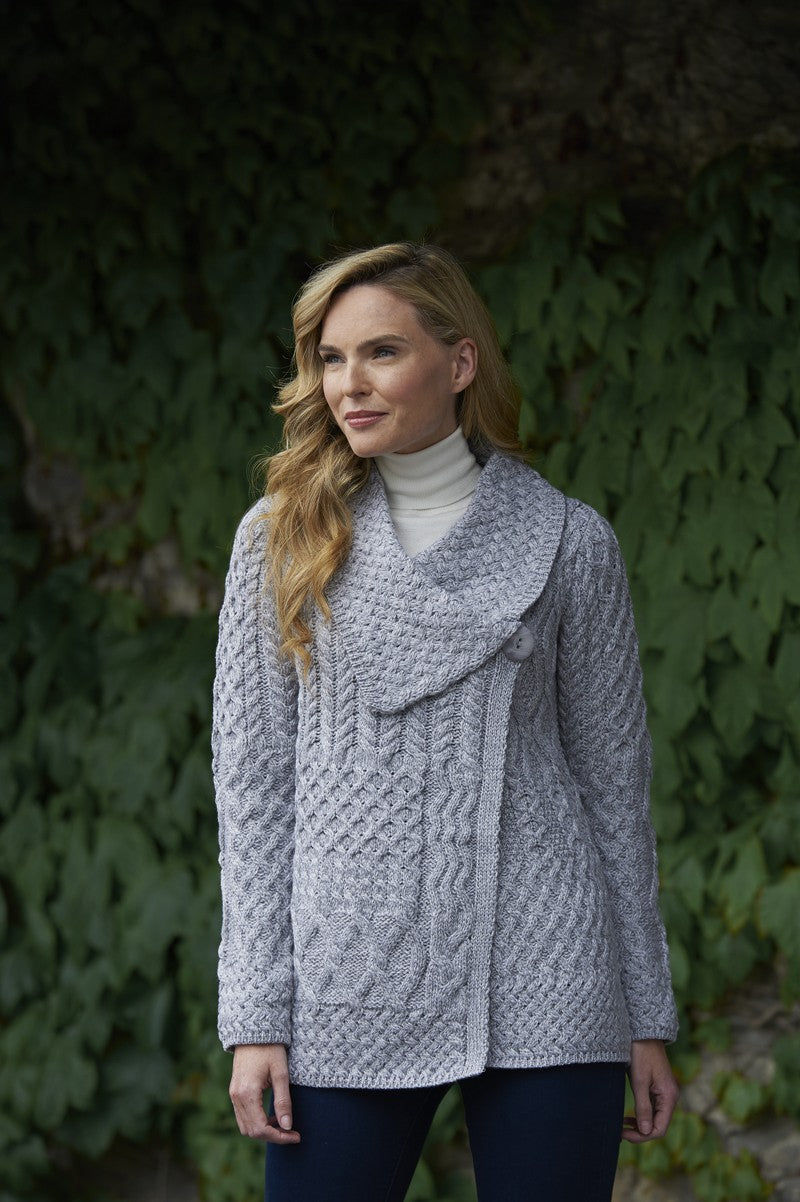 Aran Cardigan in 100% Super Soft Merino Wool