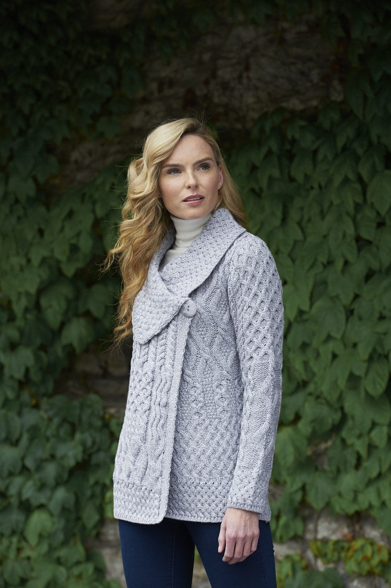 Aran Cardigan in 100% Super Soft Merino Wool