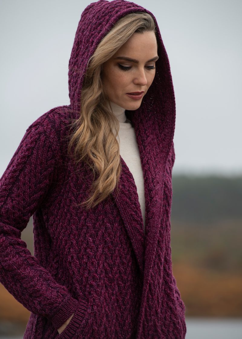 Irish Aran Hooded Cardigan