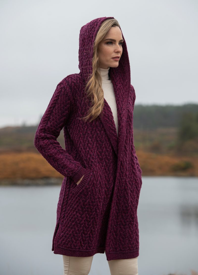 Irish Aran Hooded Cardigan