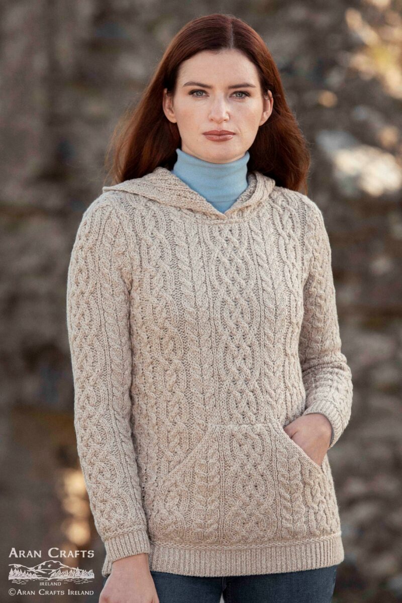 Irish Aran Wool Hooded Sweater
