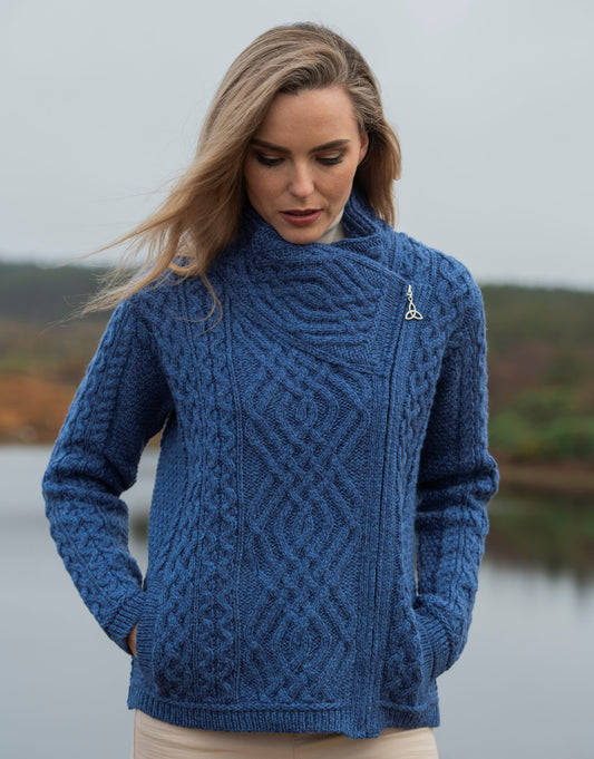 Irish Wool Cable Knit Cardigan Jacket